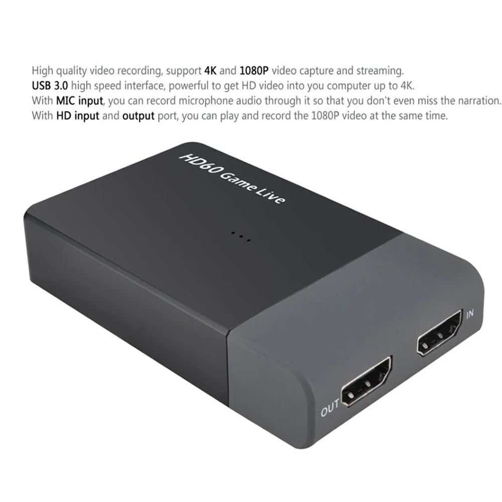 USB 3,0 1080 P 60fps HDMI игра Карта видеозахвата Регистраторы потоковая трансляция в прямом эфире с поддержкой 4 K для окна Mac Linux OS X Wii U PS4