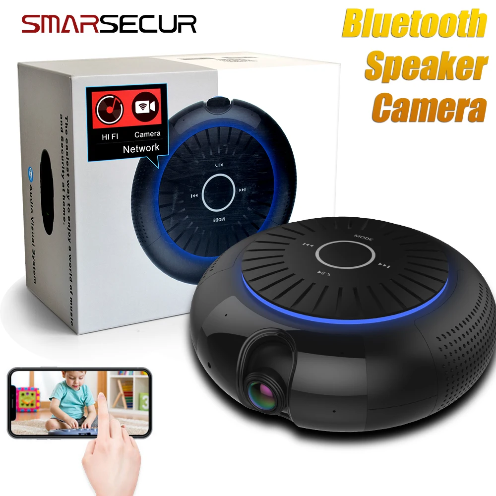 

SMARSECUR IP Camera Bluetooth Speaker Camera 180 degree 1080P Full HD video quality
