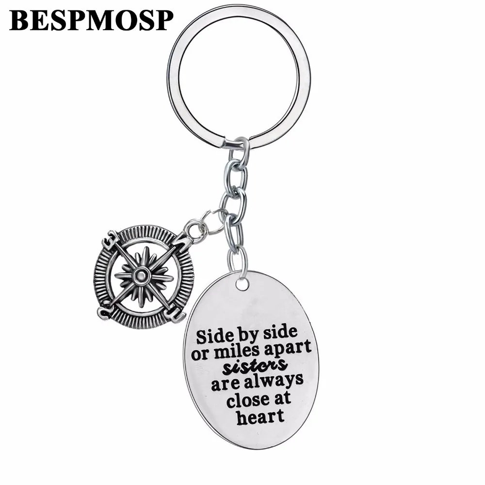 Bespmosp Ретро подвеска с компасом брелок из нержавеющей стали Очаровательная
