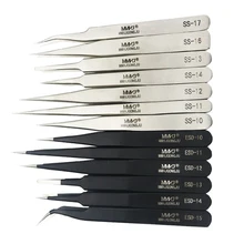 1pcs ESD-10 ESD-12 ESD-15 Anti-static Curved Straight Tip Forceps Precision Soldering Tweezers Electronic ESD Tweezers Tool
