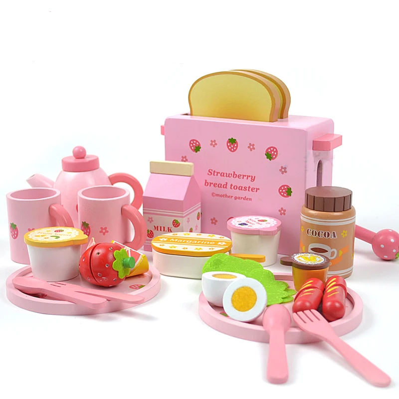 Compare Prices On Wooden Toy Kitchen Online Ping Low Mother Garden Children S Wood Playhouse Toy Toast Bread Toaster Wooden Child Kitchen Toys Set