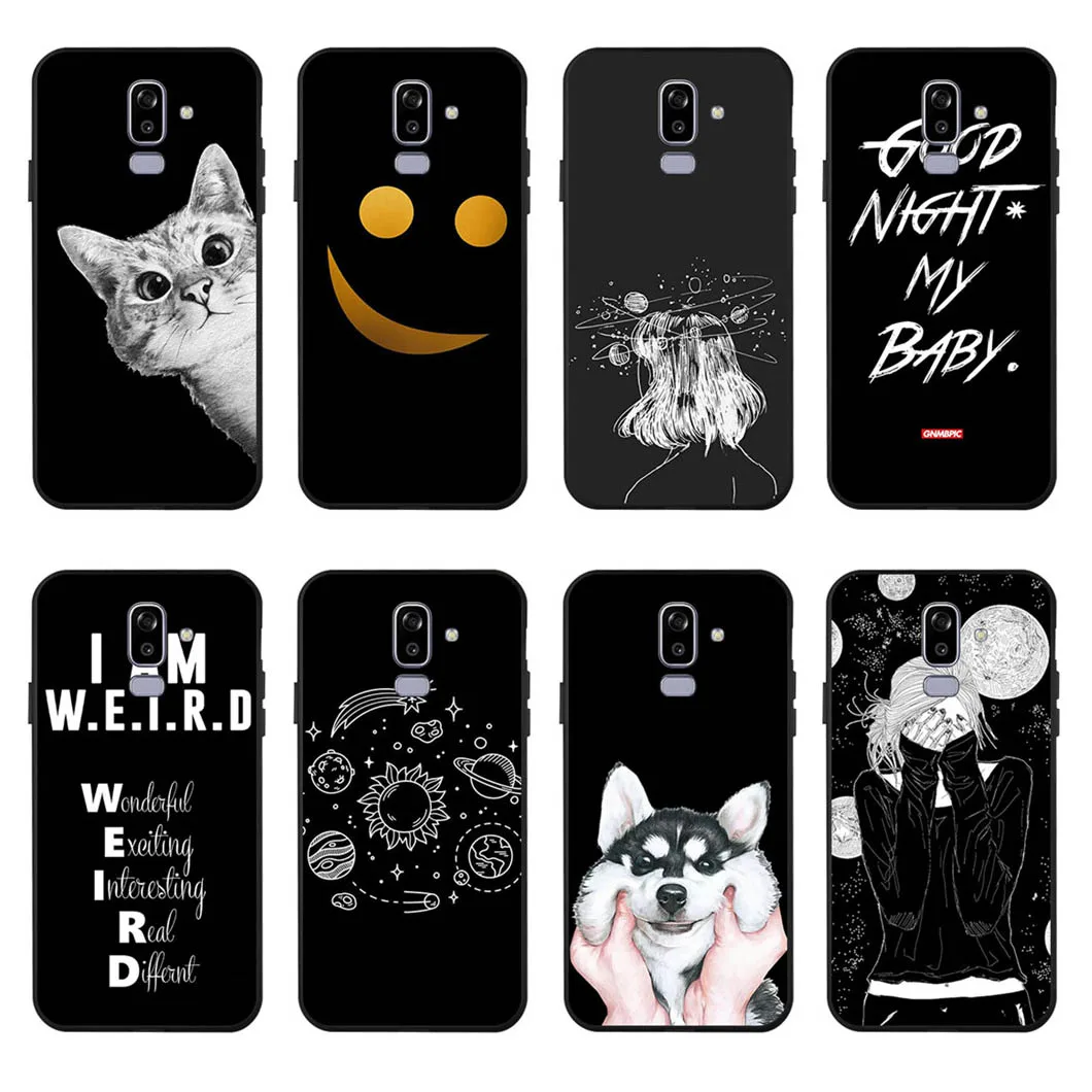 For Samsung Galaxy J8 2018 Case j810 j810f sm-j810f Carton Painted Soft Black Cover j8 Cases Fundas Coque |