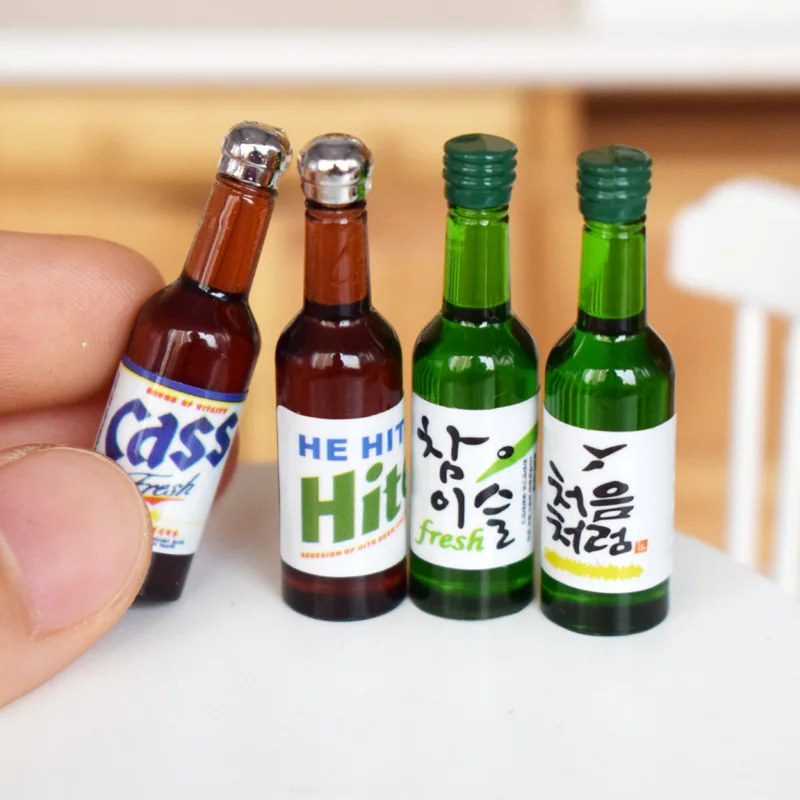 4 бутылки 1/6 кукольный домик миниатюрное пиво Корея Soju модель ролевые игры Кукла еда напитки для Blyth BJD игрушки аксессуары