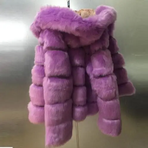 Меховое пальто, Модное Новое Женское зимнее пальто с капюшоном, искусственное качественное пальто из искусственного меха норки, длинное плотное меховое Женское пальто - Цвет: purple