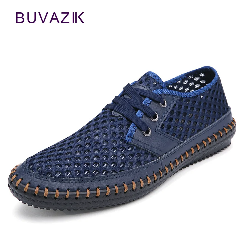 

Fashion Genuine Leather Summer Breathable Mesh Sneakers Men Shoes Comfortable Male Shoes Loafers Casual Walking Footwear