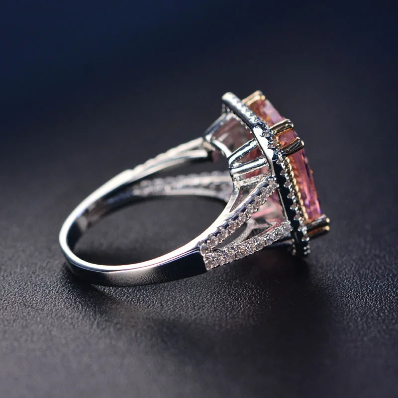 Модные Розовые шпинели кольца для женщин романтические драгоценные камни обручальное кольцо 925 серебряные ювелирные изделия с АААА Цирконом элегантный подарок на праздник