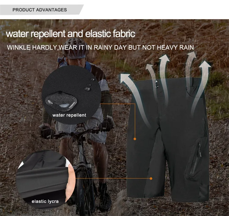WOSAWE Water Repellent Men's Cycling Shorts 4 Color Breathable Loose MTB Riding Road Mountain Bike Downhill Outdoor Sports Short WOSAWE Water Repellent Men's Cycling Shorts 4 Color Breathable Loose MTB Riding Road Mountain Bike Downhill Outdoor Sports Short
