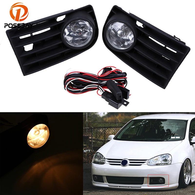 POSSBAY Car Fog Light Lamps Assembly Running Lights for VW Jetta/Bora