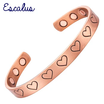 

Channah 2017 Powerful Copper Women Bangle Gift Jewelry Lover Magnetic Bio Couples Bracelet For Men Heart Pattern Wristband Charm