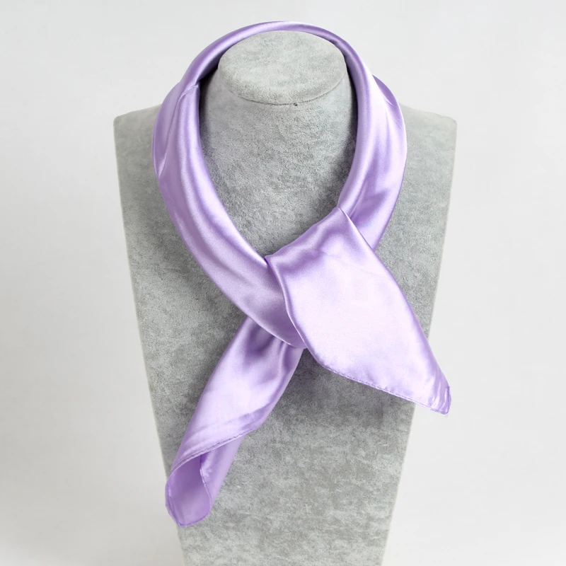 Дизайн Шелковый женский шарф 60*60 см квадратные атласные шарфы для женский платок на голову для волос Шелковый шарф для сна - Цвет: Light purple