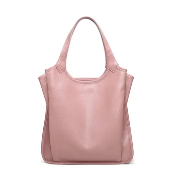 

New Genuine Leather Top-handle Bags Red 100% Cowksin Women's Handbag Elegant &simple Shoulder Bag Large Capacity Tote Fashion