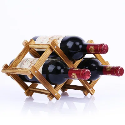 Креативные деревянные держатели для винных бутылок Практичные складные декоративные Шкафы для гостиной для хранения красного вина - Цвет: 3Bottles-2