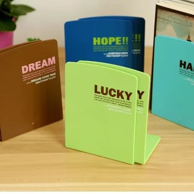 Best 2pcs Korea stationery lackadaisical ann fresh candy color cartoon bookshelf plastic bookend color random