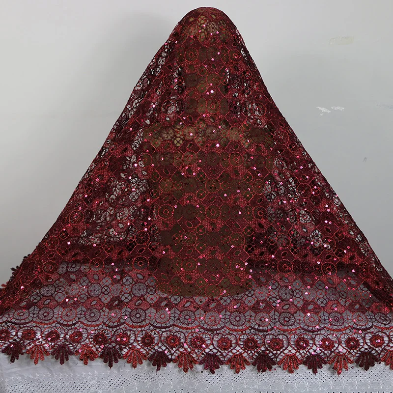 

Free shiping!Beatiful cord lace fabric / water soluble lace Fabric 2016 wine color