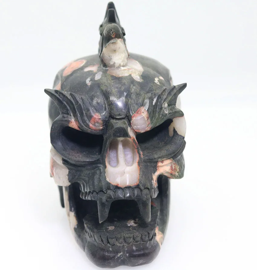 

5.35" 1818g,POPPY JASPER Handmade Carved Crystal Skull Crystal Realistic Crystal Healing Furnishing Articles Figurine TE37