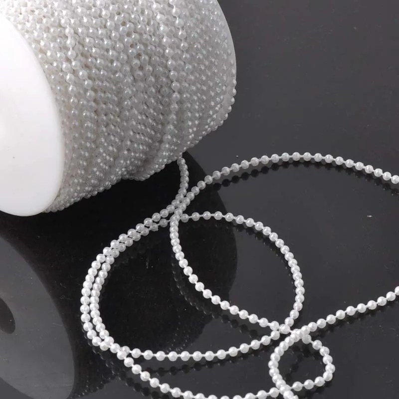 5 Meters white Fishing Line Artificial Pearls Beads Chain Garland Flowers DIY Wedding Party