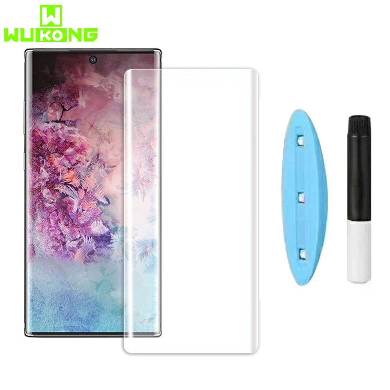 

Hot full cover UV Glass for 1+7 Pro full glue Screen Protector for Samsung S10E Plus S8 S9 Plus UV glue For Galaxy Note 10 Pro