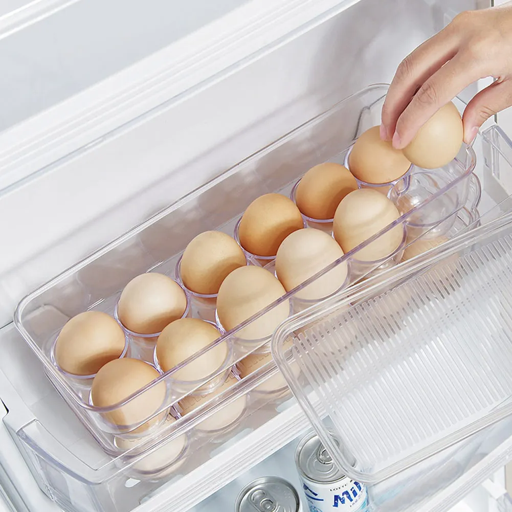 

Kitchen 12 Grids Eggs Storage Box Organizer Refrigerator Eggs Container Refrigerator Rectangular Egg Storage Holder