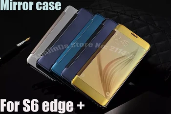 

50x DHL Free Mirror view windows Smart Flip leather Case Cover For Samsung Galaxy S6 Edge Plus Mirror Case For Galaxy Note 5