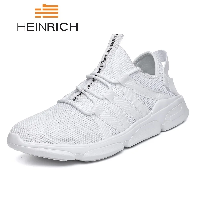 

HEINRICH Mens Fashion White Sneakers Breathable Shoes Lace-Up Lightweight Men's Casual Shoes Mens Trainers Sapatos Homens