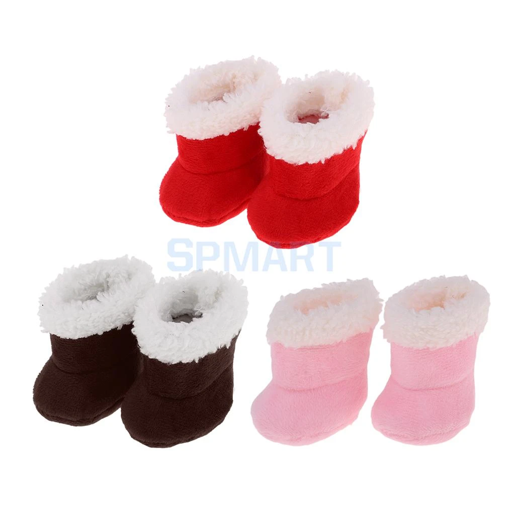 Sharplace Belles Bottes en Peluche Rouge Chaussures pour Poupée Bébé Mellchan 9-11 Pouces Poupée Fille Reborn