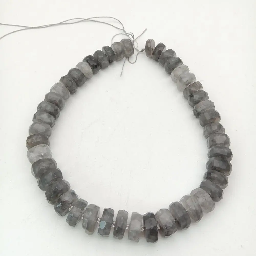 

Natural Cloudy Quartz Faceted Rondelle Nugget Beads 15.5" Strand