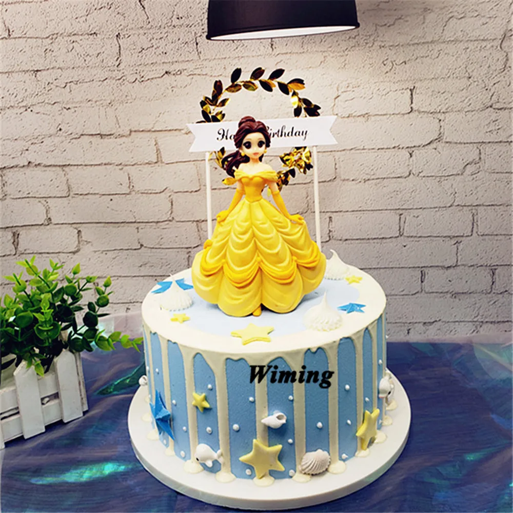 Objets De Decoration De Cupcake Princesse Belle Jouets Pour Fete D Anniversaire Pour Filles Fournitures De Decoration De Gateau Belle Bete Aliexpress
