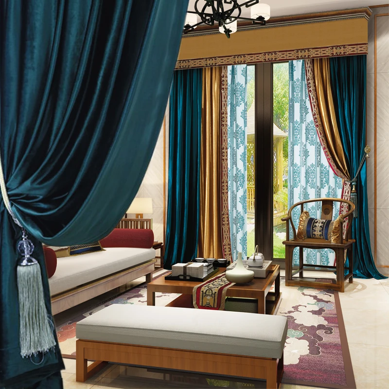 

2019 Woven Special Offer Nordic 2.8m Velvet Floating Curtain Custom-made High-grade Pure-color Retro Background Stage Fabrics