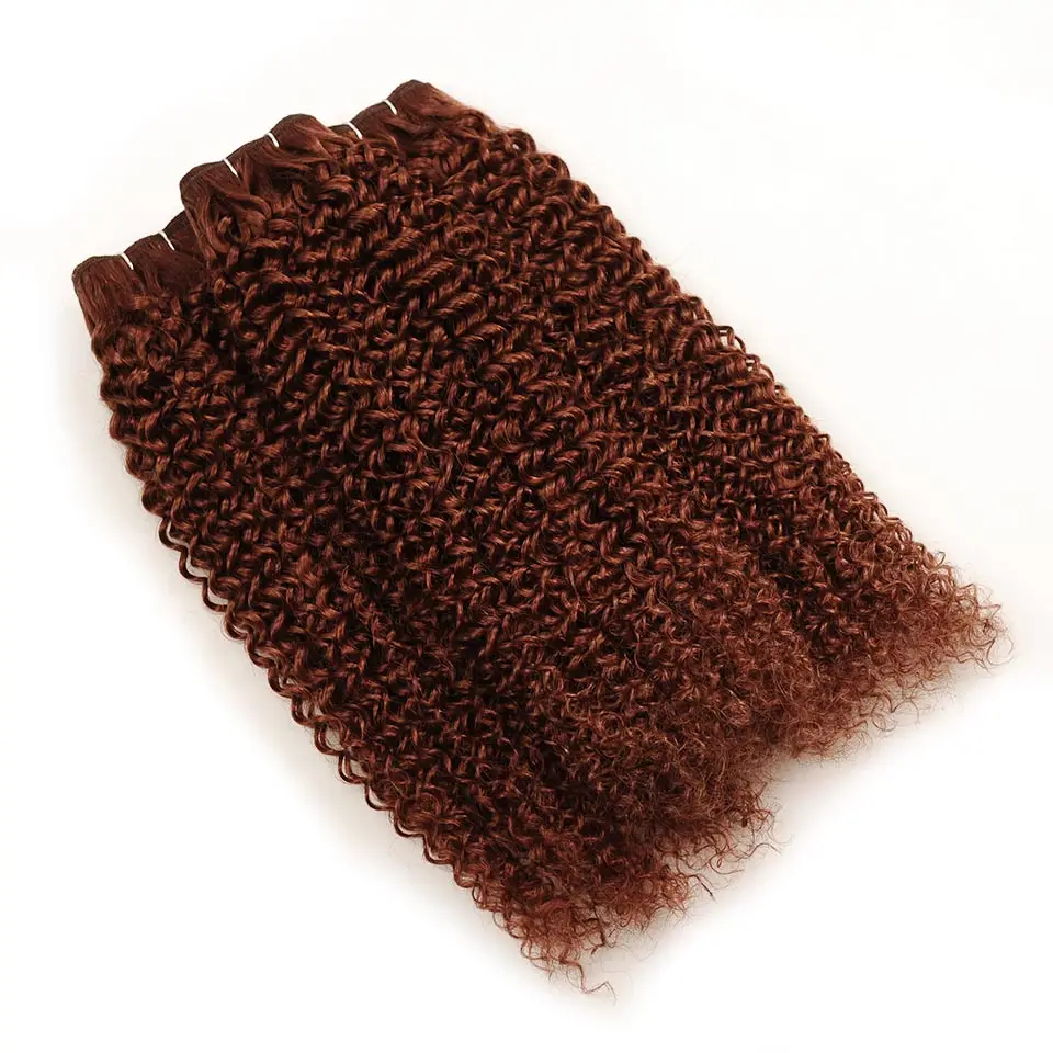 Pinshair Pre-Colored Brazilian Hair Jerry Curly 3 Bundles One Pack #33 Light Brown Color Human Hair One Pack Sale (197)