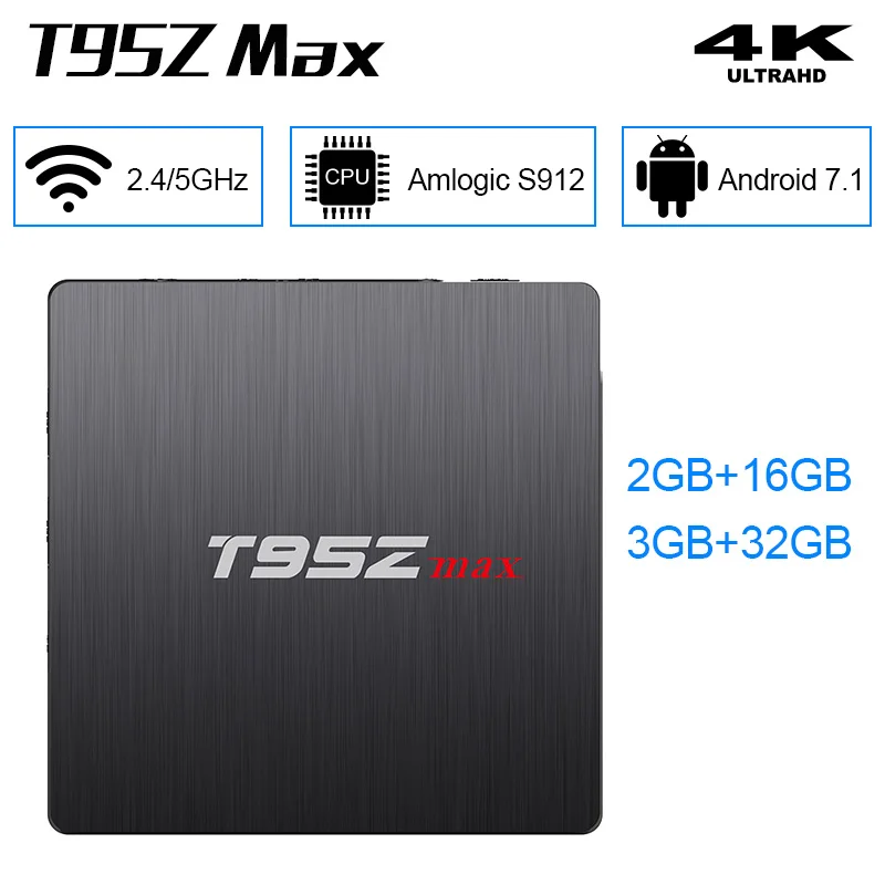 

T95Z MAX Android 7.1 TV Box DDR3 3+32G 2+16 Amlogic S912 64 bit Octa core WIFI Bluetooth 4.0 1000M LAN Media Player Media Player