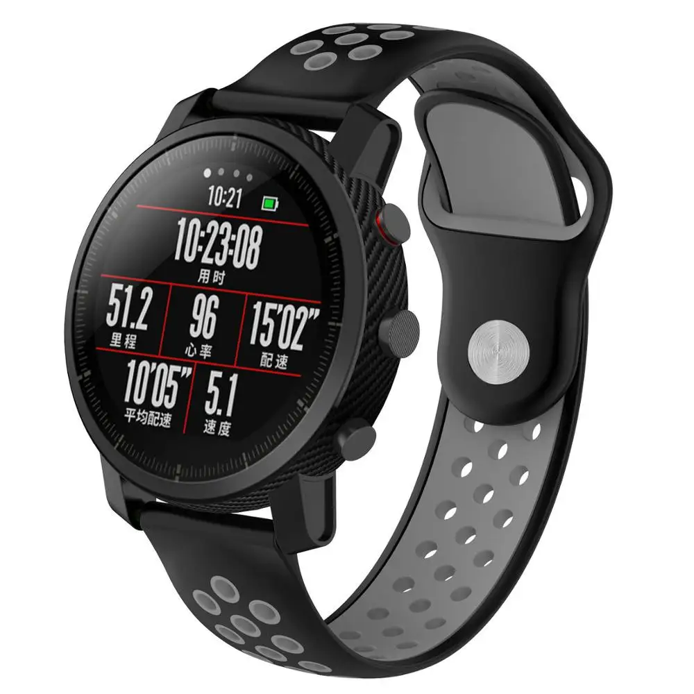 Для Amazfit Stratos Смарт-часы ремешок дышащие спортивные силиконовые полосы браслет двойной цвет ремень для Xiaomi Huami Amazfit Pace - Цвет: 8