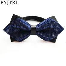 PYJTRL мужские в английском стиле двухслойный угловой синий черный винный красный галстук-бабочка для свадьбы Женихи Формальные платья Костюмы Аксессуары