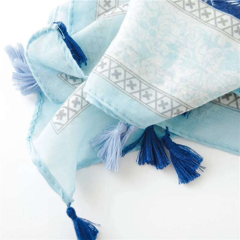Sparsil женский трехцветный шарф с кисточками осенне-весенний тонкий хлопковый льняной шаль для путешествий 180*90 женские мягкие удобные шарфы