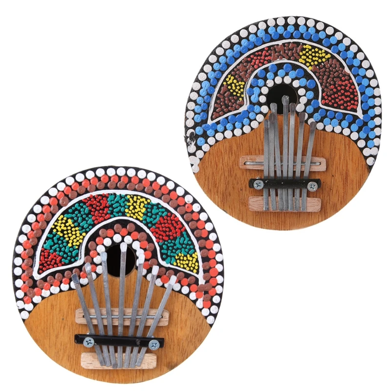 

7 Key Finger Kalimba Thumb Piano Pocket Tunable Coconut Shell Painted Keyboard Marimba Wood Musical Instrument