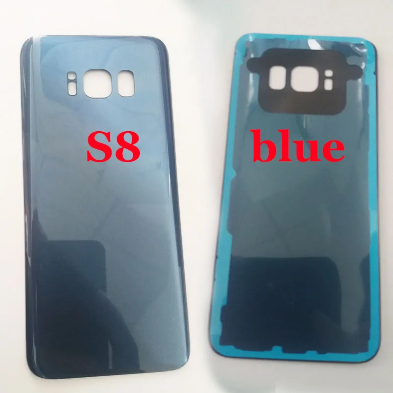 Для Samsung Galaxy S8 g950 G950F S8 Plus G955 G955F задняя батарея стеклянная крышка задняя крышка Корпус чехол с клейкой наклейкой - Цвет: S8 Blue