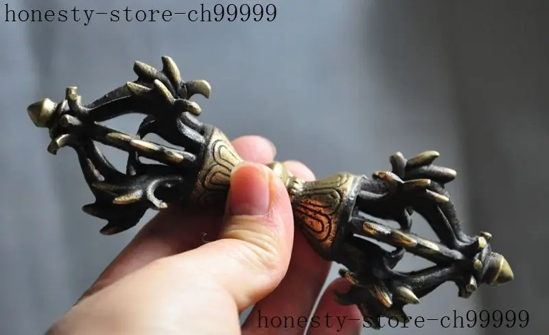 

christmas old chinese Tibetan Buddhism bronze Dorje Phurpa pestle vajra Exorcism Adder halloween