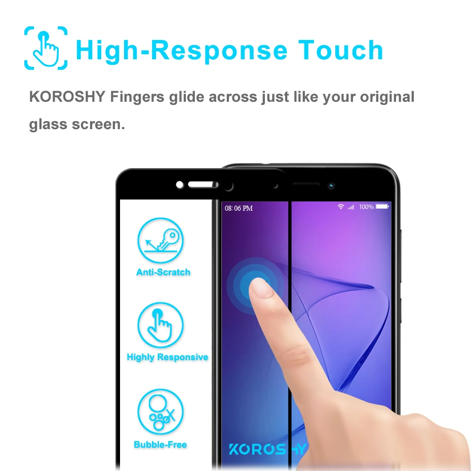 KOROSHY Full Cover Tempered Glass for Huawei Honor 8 Lite Pro 8Lite 8Pro Screen Protector 2.5D 9H Scratch Resistance Glass Film (6)