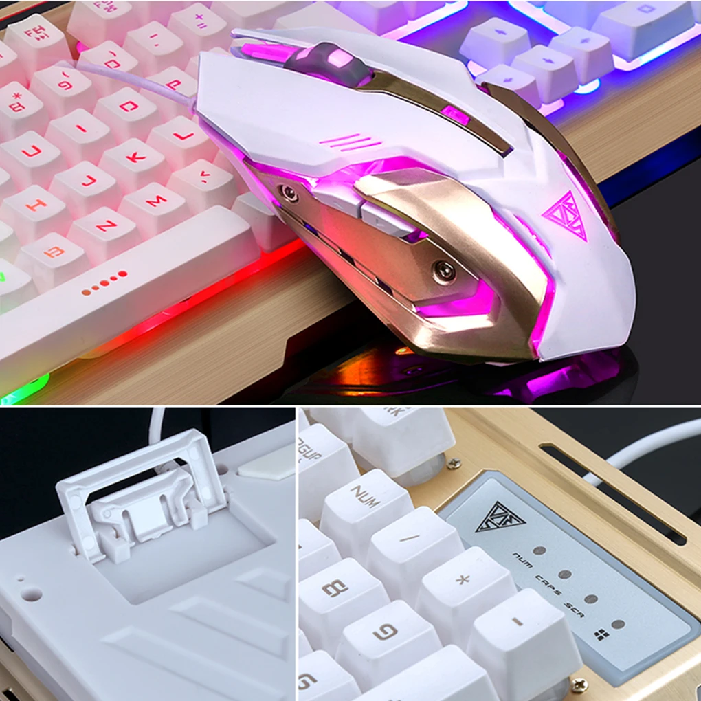 

LED Rainbow Color Gaming Keyboard For PC Tablet and Mouse USB Wired Keyboard and Optical Mouse Set Mechanical Mutilmedia Keys
