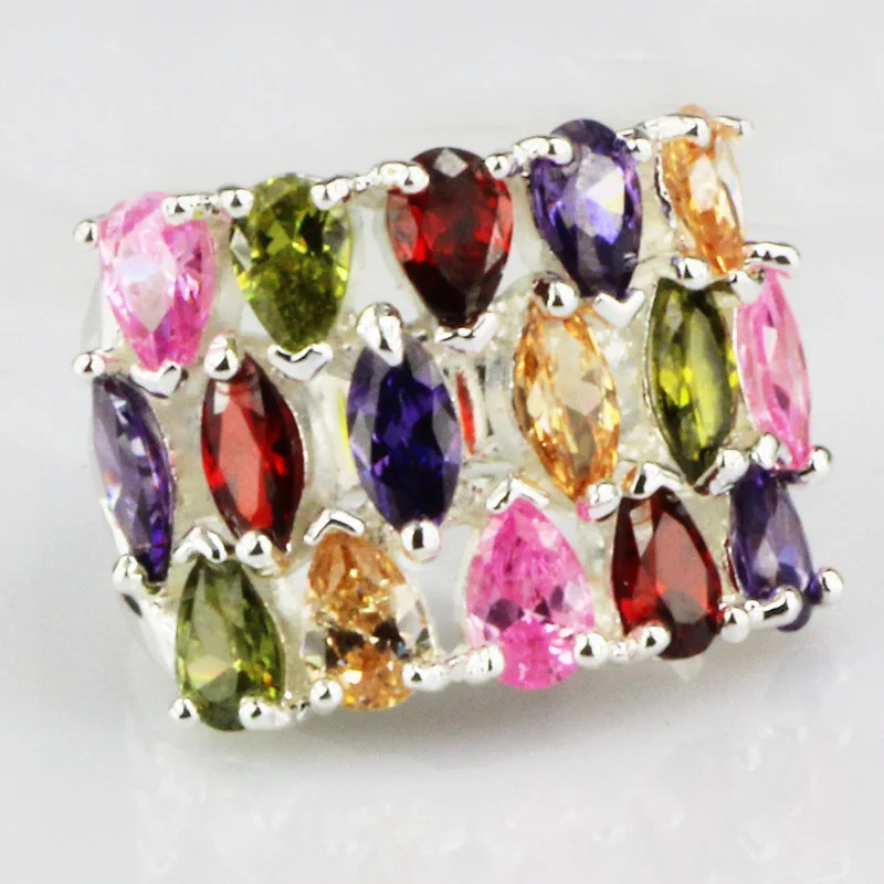 

YaYI Fashion Women Jewelry Ring Mult-Color CZ Silver Color Engagement Rings wedding Rings Party Rings Gift