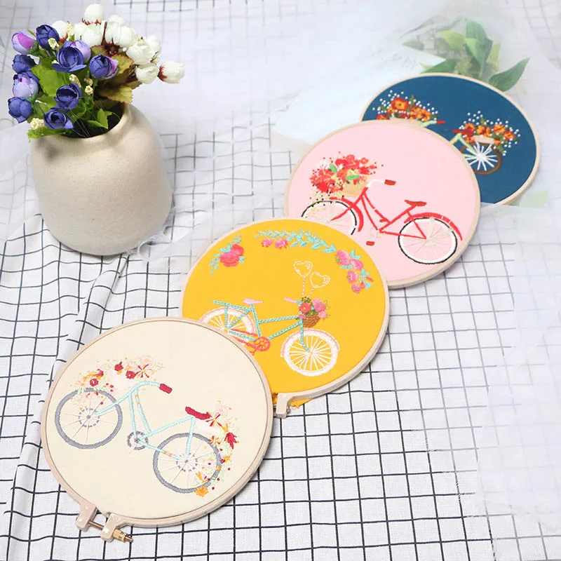 

DIY Embroidery Kits Bamboo Hoop for Beginner Handmade Needlework Cross Stitch Set Sewing Painting Home Decor Creative Gift