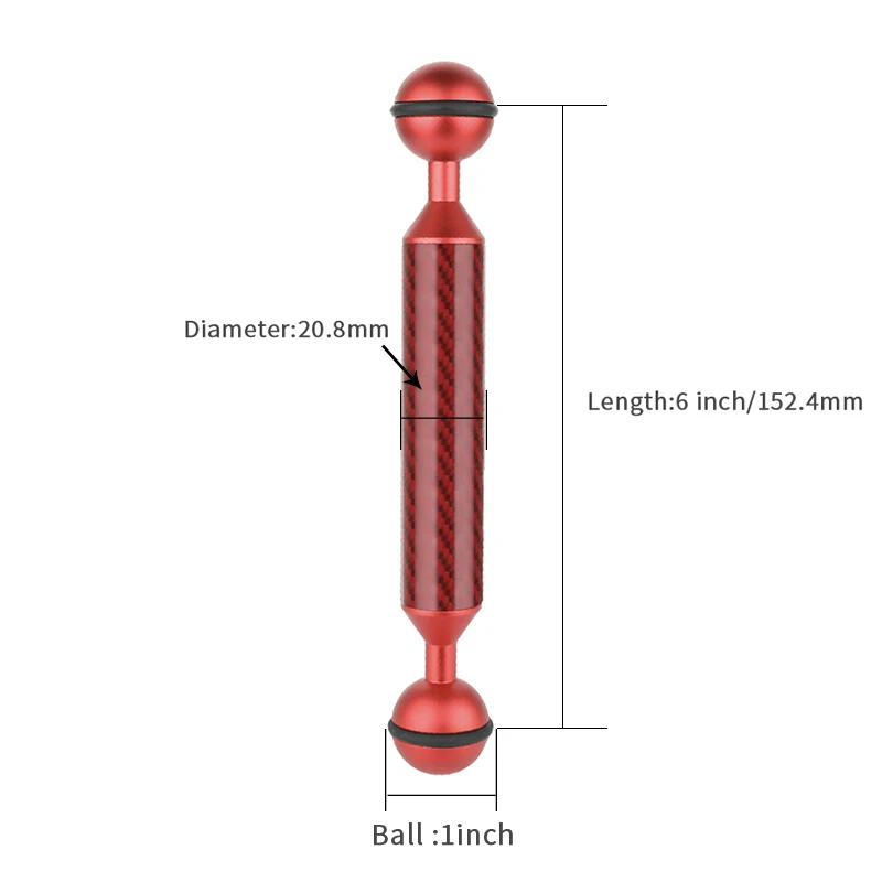 Углеволоконный зажим с двумя шаровой головкой для дайвинга фотографии плавучесть плавучих Arm Камера подводный набор лотков Сверхлегкий 5/6/7/8/9/10/11/12 дюймов