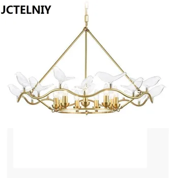 

Brief american style glass lamp living room copper pendant light