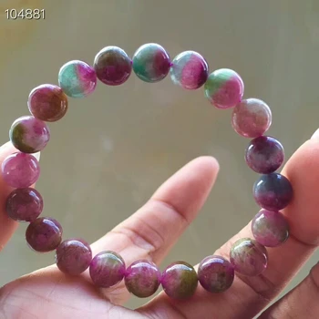 

Natural Red Green Tourmaline Quartz Watermelon Crystal Round Beads Bracelet Tourmaline Drop Shipping 9.5mm AAAAAA Certificate