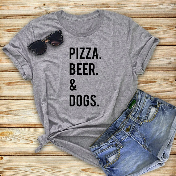 

Skuggnas Pizza, Beer & Dogs Funny T-Shirt Summer 90s Women Tumblr Cotton Tee Shirt aesthetic harajuku grunge unisex Tops