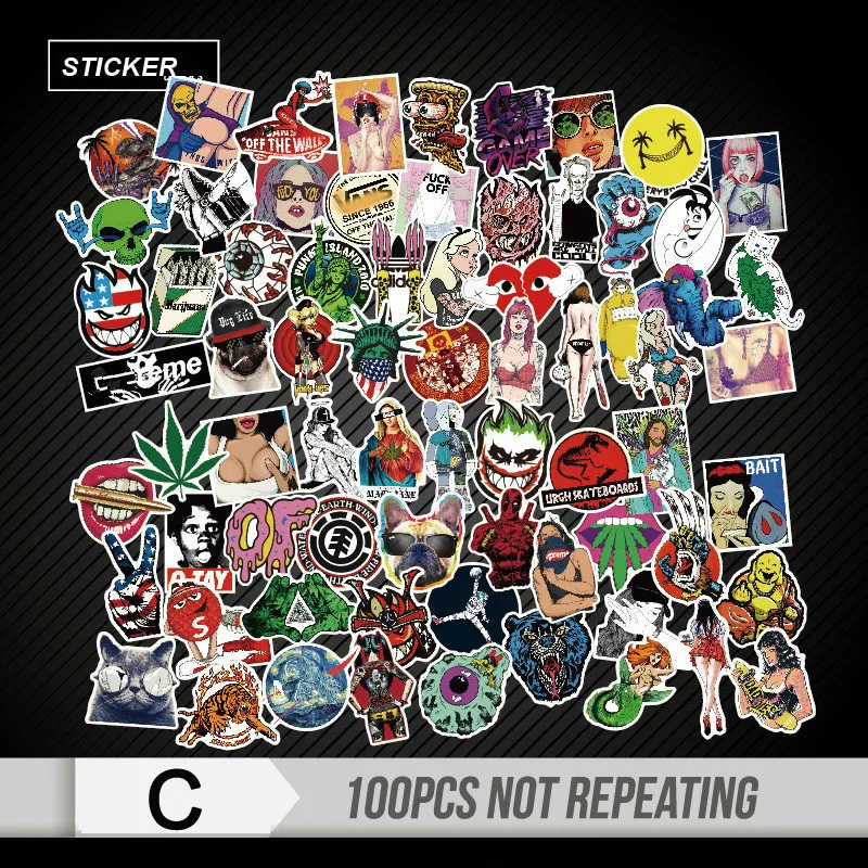 100pcs Mixed Cartoon Toy Stickers for Car Styling Bike Motorcycle Phone Laptop Travel Luggage Cool Funny Sticker Bomb JDM Decals