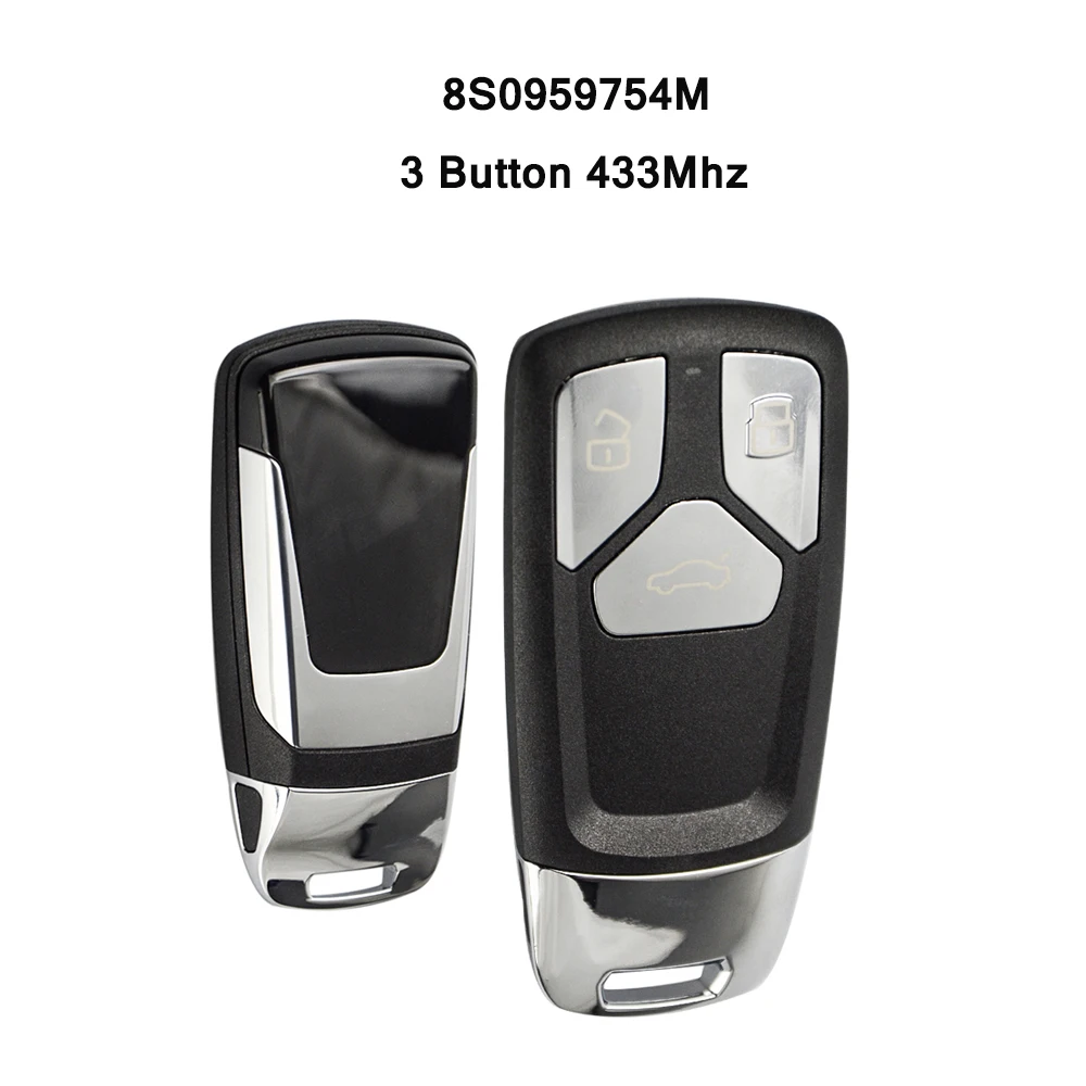 OkeyTech 3/4 Button 315/433mhz Keyless Entry Car Remote Key Smart Card for Audi A4 A5 Q7 TT 2016 2017-Up with Uncut HU66 Blade