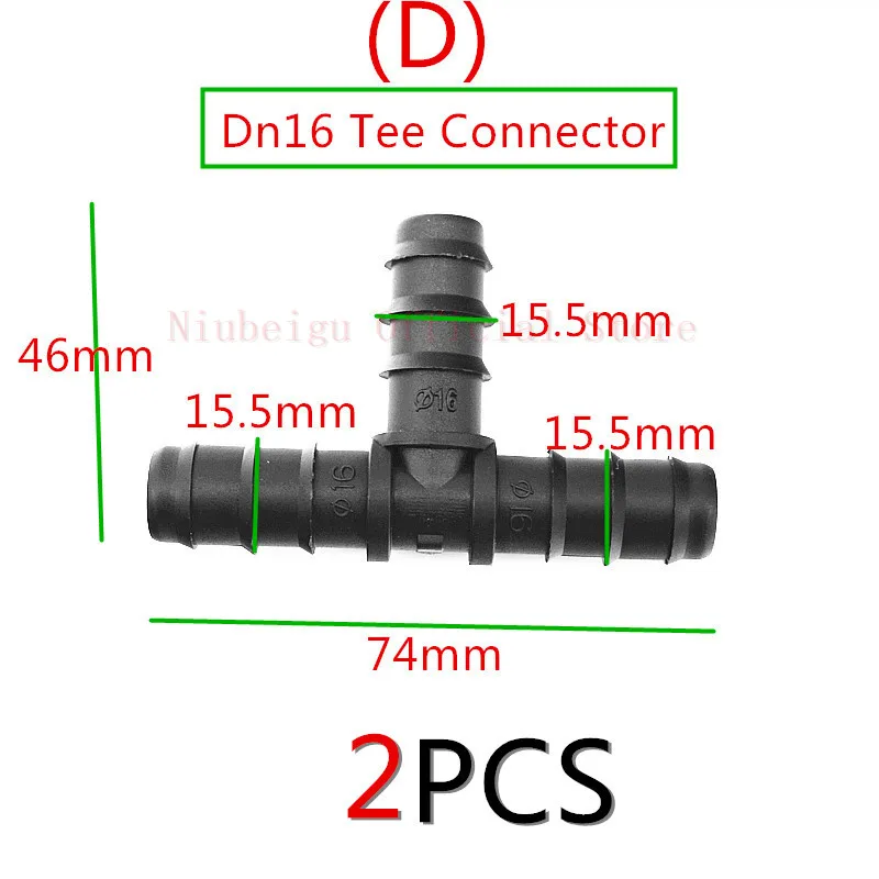 2 шт. Dn16 Dn20 Dn25 метрические фитинги для трубопровода LDPE Разъем для шланга локоть тройник конец штекер садовые аксессуары для полива капельные фитинги - Цвет: D