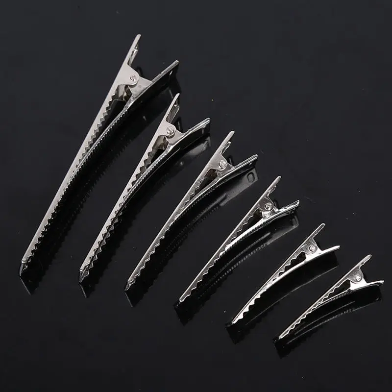 20pcs 40mm Silver Flat Metal Single Prong Alligator Hair Clips Barrette