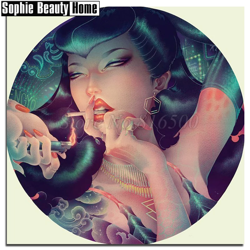 5D DIY Diamond Painting Smoking Sexy Beauty Full Drill Mosaic Rhinestone Cross Stitch Kits Handmade Embroider Crafts Sale 189070 | Дом и сад