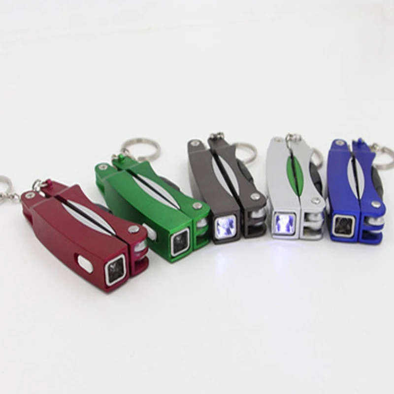 

50pcs/lot Mini Keychain Led flashlight Scissors cutter with ballpoint pen Protable Keyring Key chain torch ballpen
